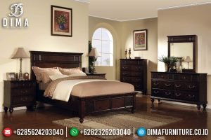 New Models Tempat Tidur Minimalis Natural Jati Salak Brown Glossy TTJ-0460