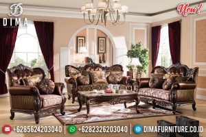 Desain Sofa Tamu Mewah Jati Natural New Emperial Rome Style TTJ-0839