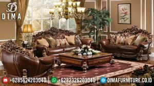 Set 3 2 1 Sofa Tamu Jati Mewah Natural Classic Beautiful Design Glamorous TTJ-0935