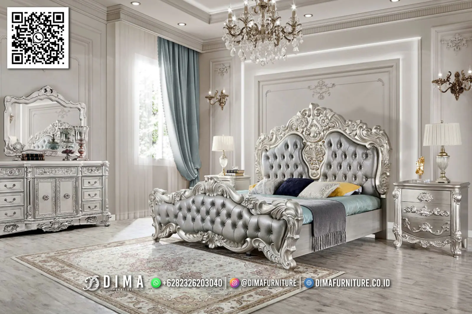 Kamar Set Mewah Klasik Ukiran Italia Terbaik 66TTJ