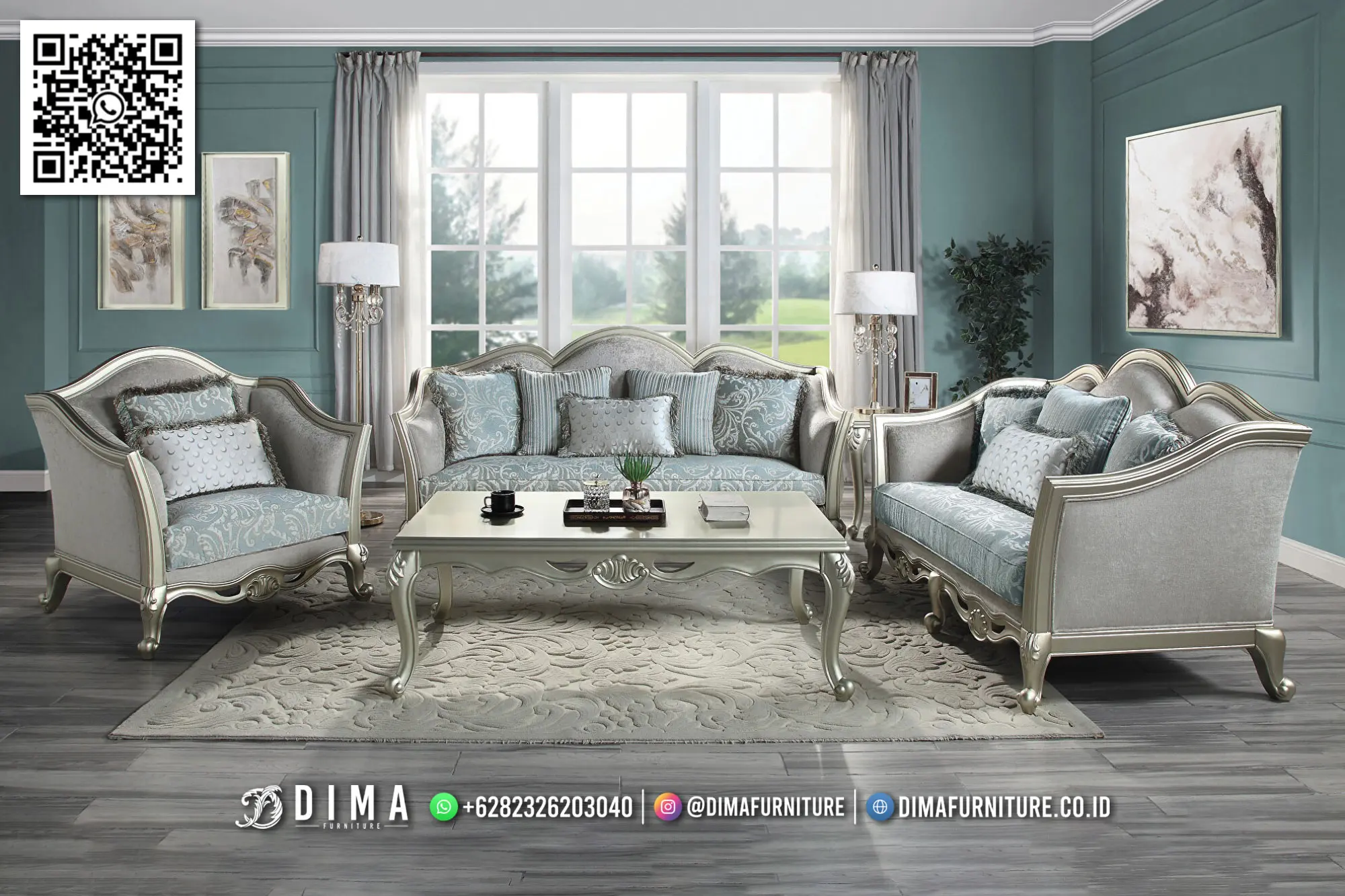 Sofa Elegan Mewah Dima Florence Classic Ruang Tamu 60TTJ