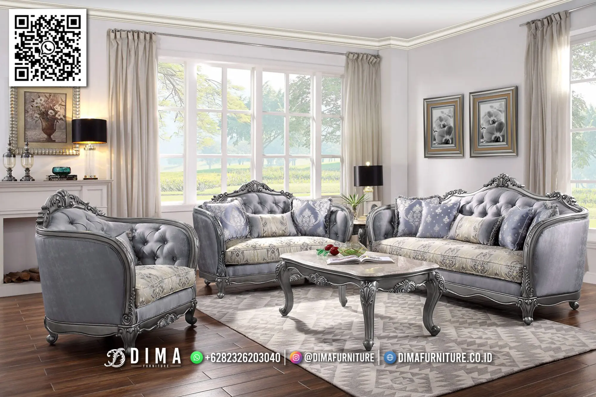 Sofa Ruang Tamu Mewah Dima Verona Classic Elegan 59TTJ