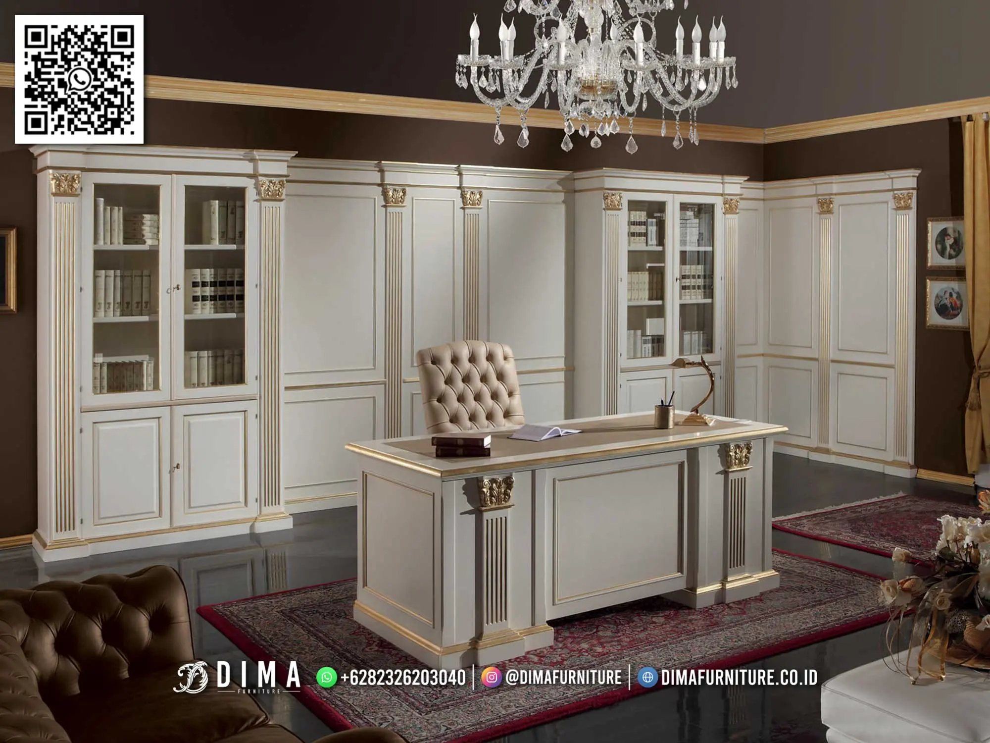 Meja Kantor Klasik Mewah Dima Whitegold Elegan 109TTJ