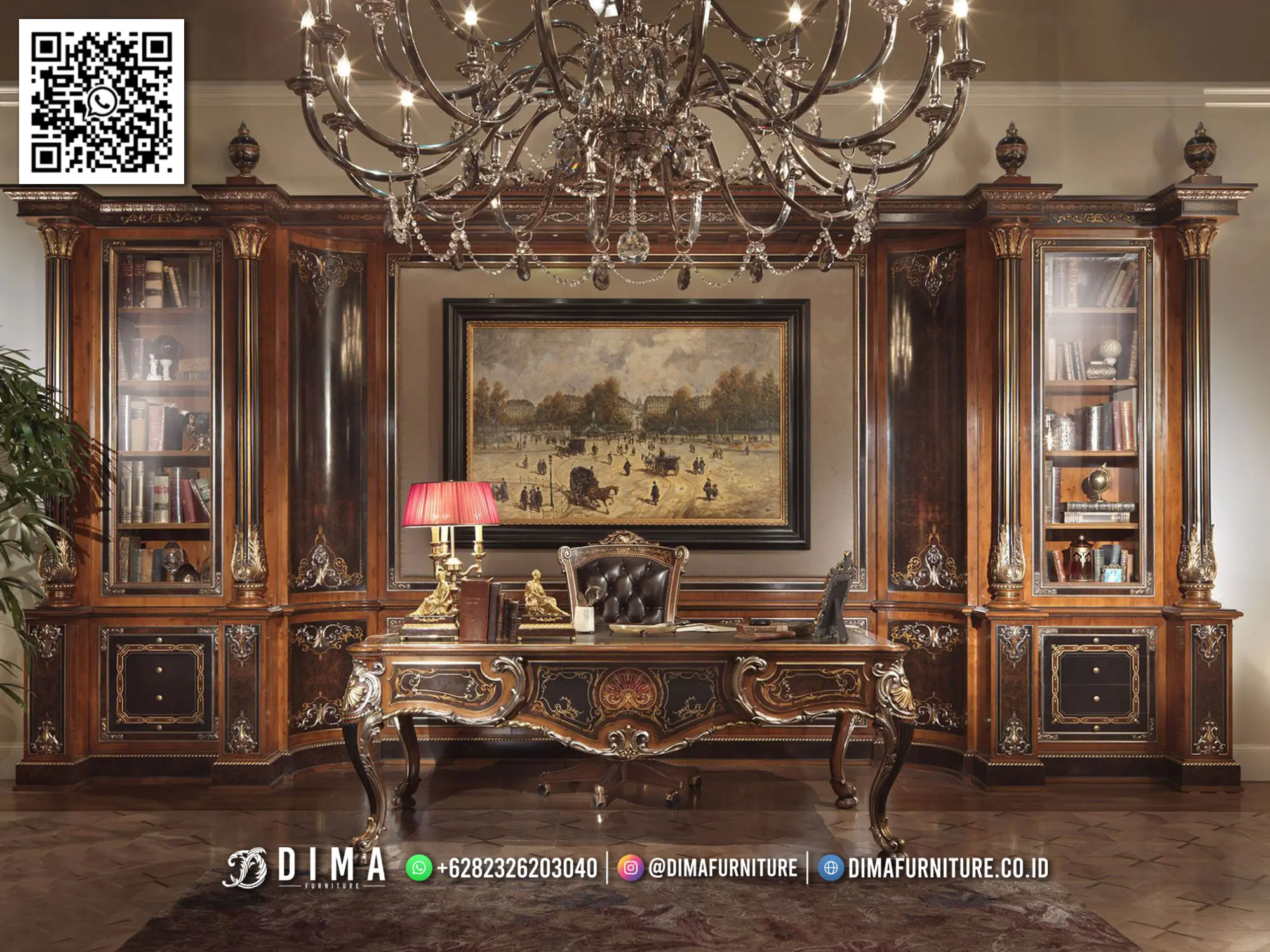 Meja Kantor Mewah Dima Majestic Brown Gold Elegan 80TTJ