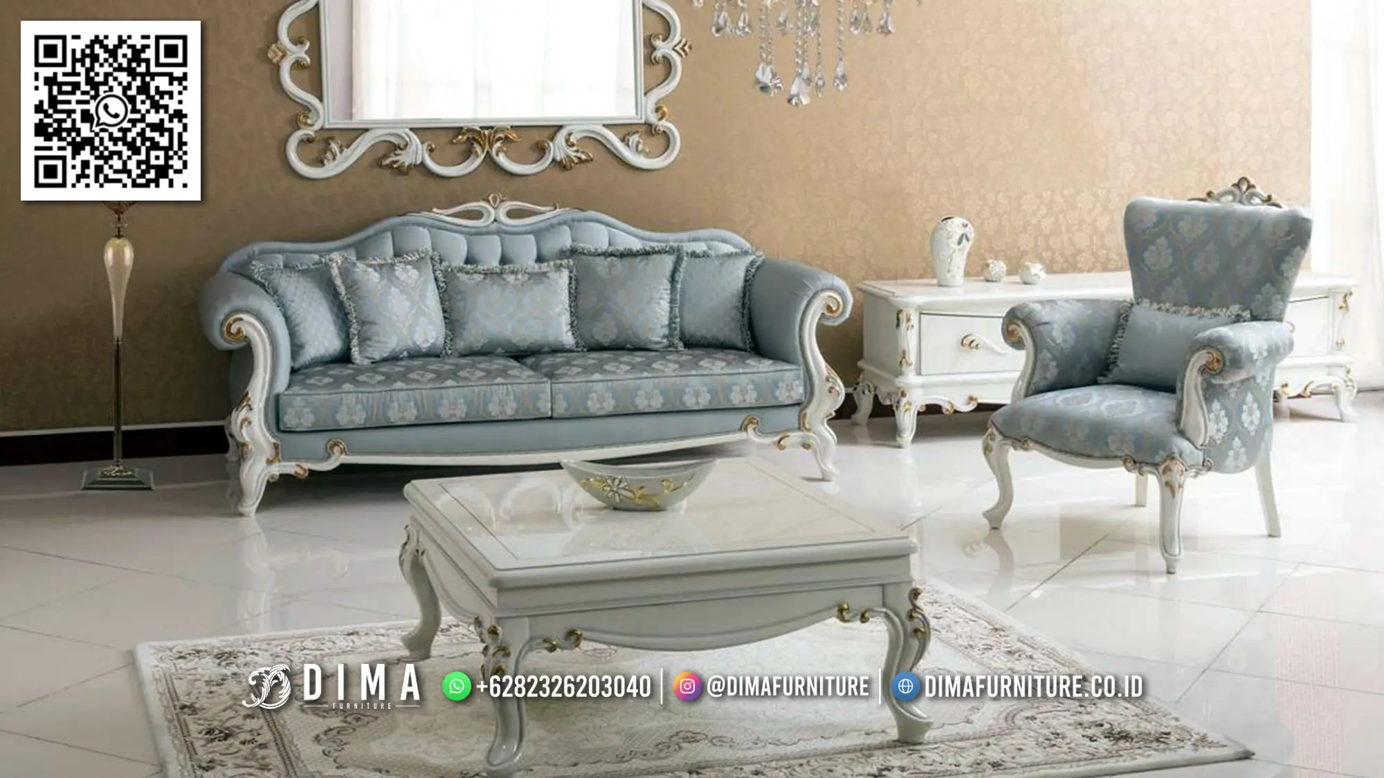 Sofa Tamu Blue Sky Elegan Klasik Mewah Dima Furniture 78TTJ