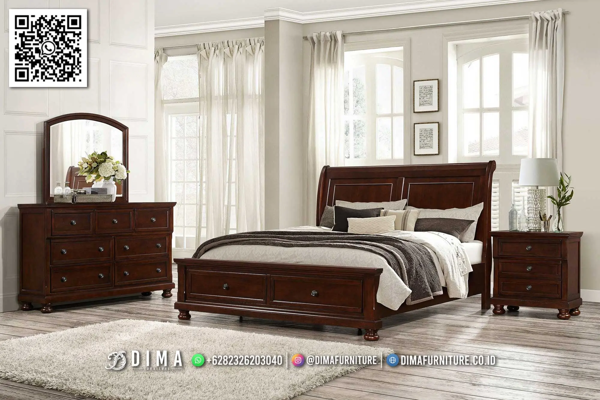 Kamar Set Minimalis Kayu Jati Mewah Classic Modern 165TTJ