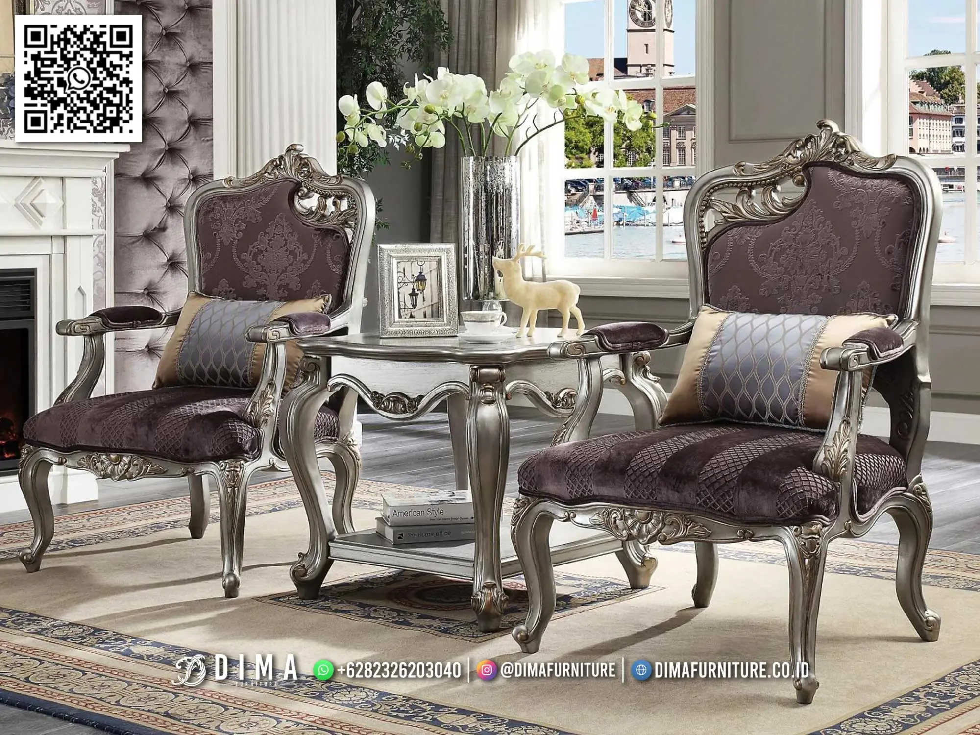 Kursi Tamu Luxury Victoria Silver Premium Jepara 130TTJ