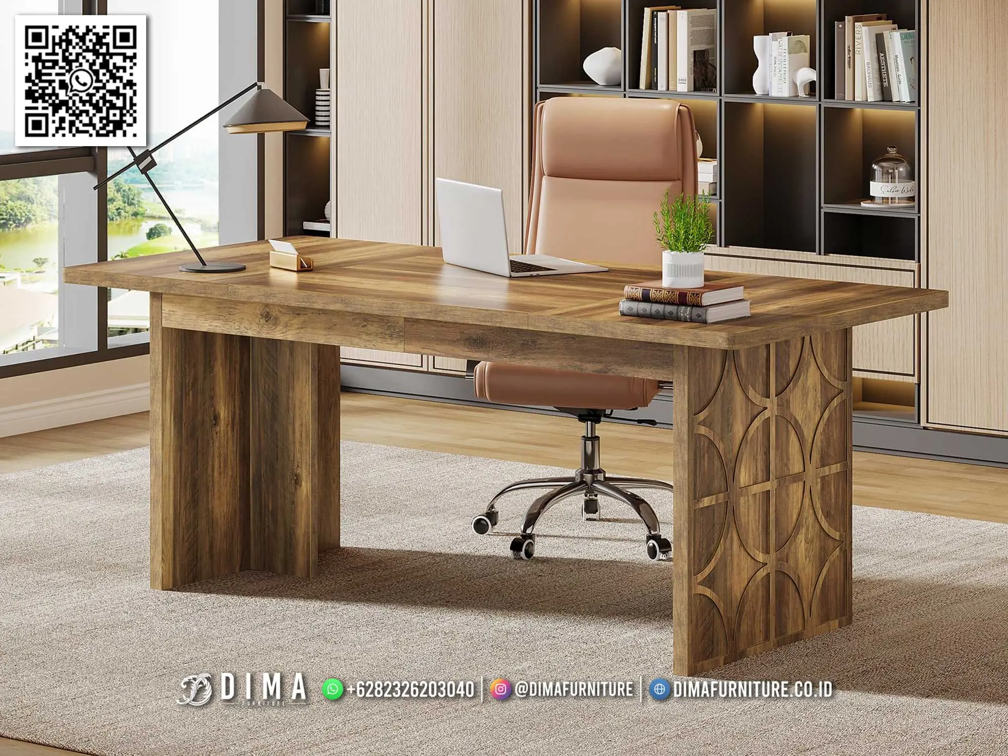 Meja Kantor Minimalis Levano Finishing Natural Mewah 145TTJ