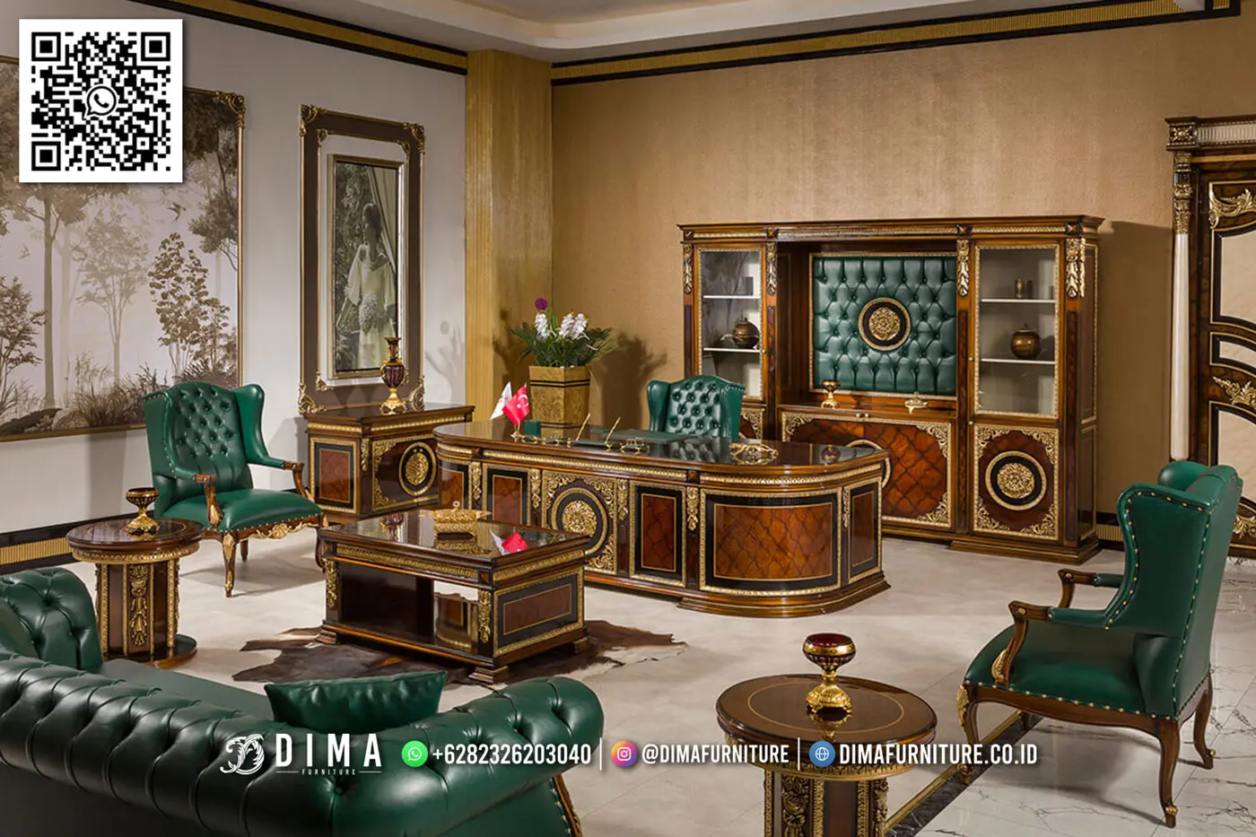 Set Furniture Kantor Eleanor Klasik Mewah Eksklusif 159TTJ