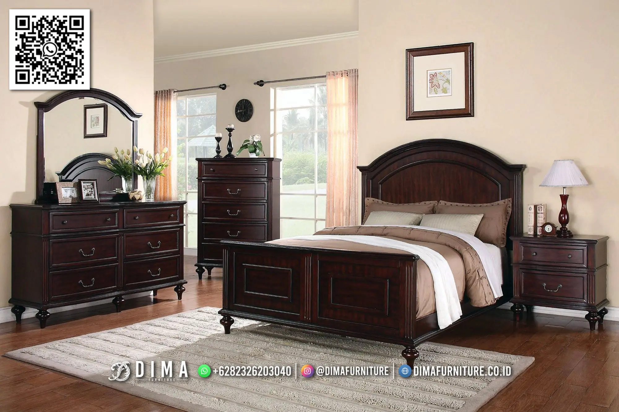 Furniture Kamar Tidur Klasik Camila Brown Luxury Set 167TTJ