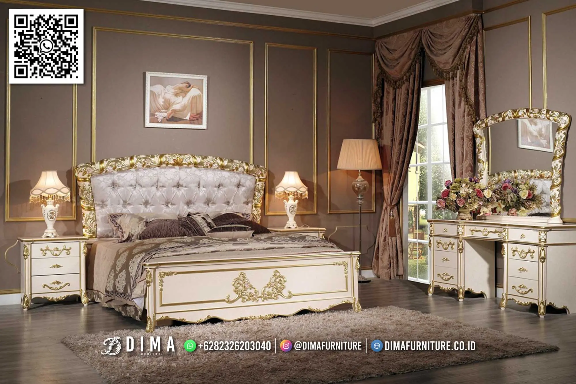 Tempat Tidur Ukir Mewah Aleena – Royal CLassic 198TTJ