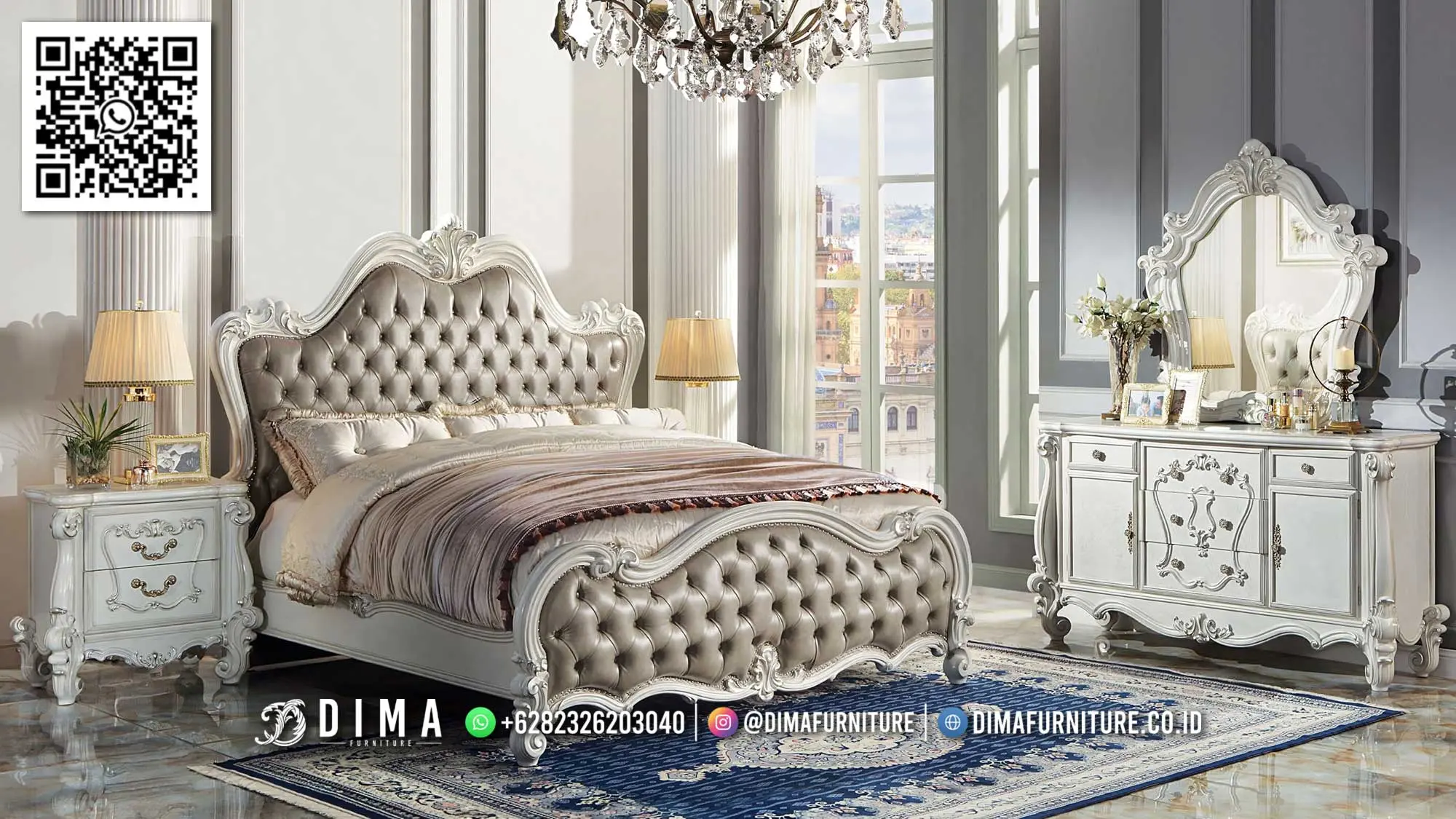 Furniture Kamar Mewah Crystal Cailey Classic White 204TTJ