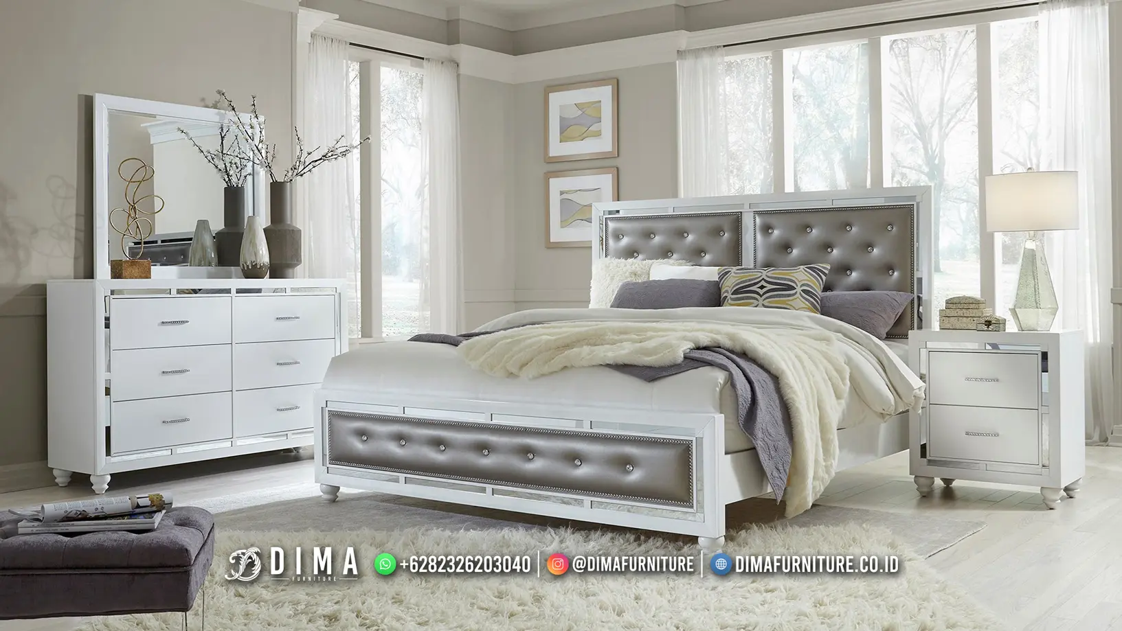 Kamar Set Minimalis Gaya Eropa Elegant White Elara 218TTJ