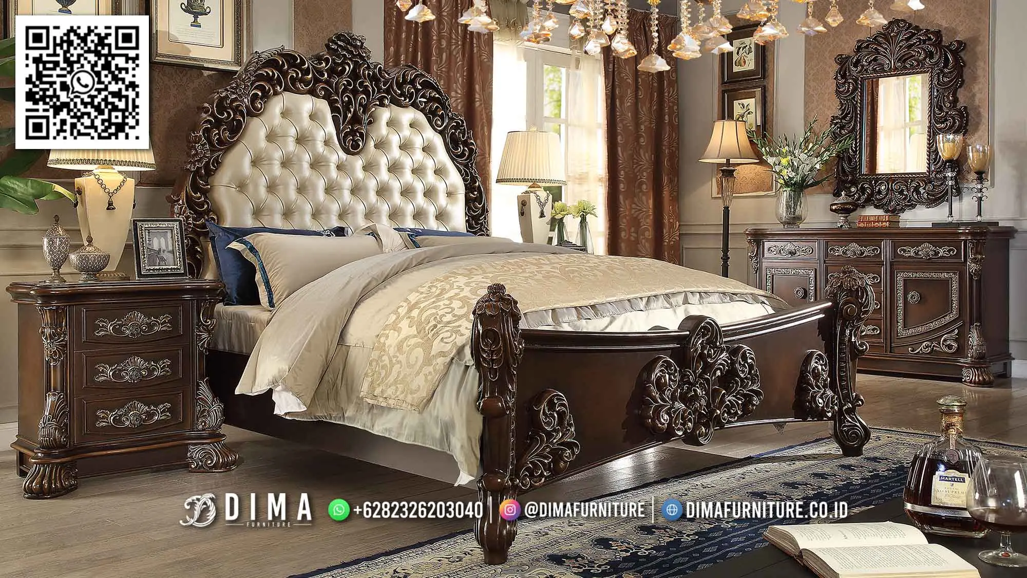 Tempat Tidur Luxury Olivia Kayu Jati Solid 201TTJ