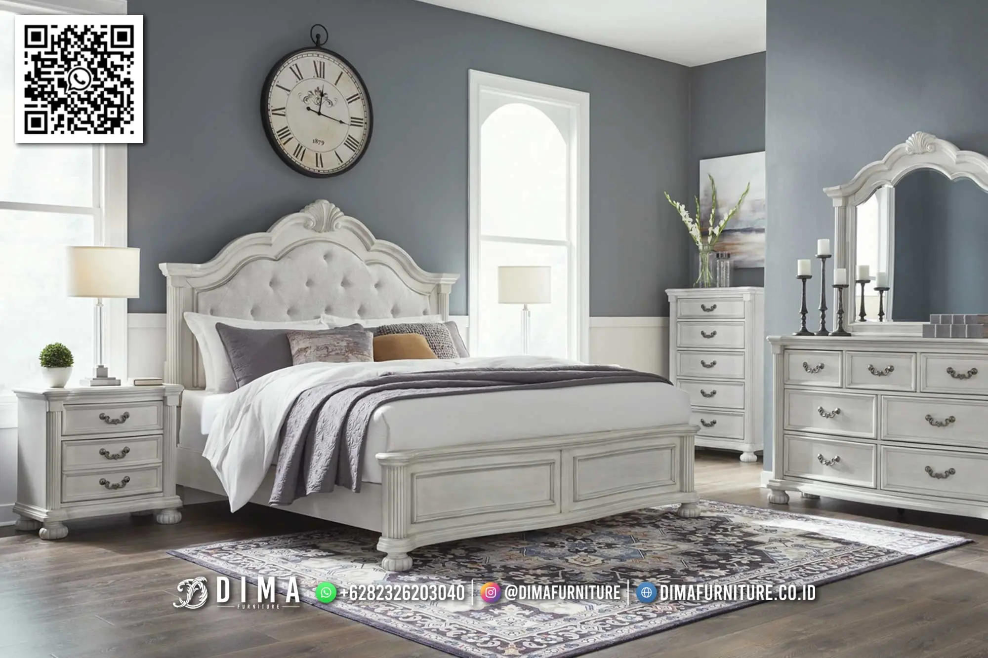 Set Tempat Tidur Minimalis Eropa Style Clara White 256TTJ