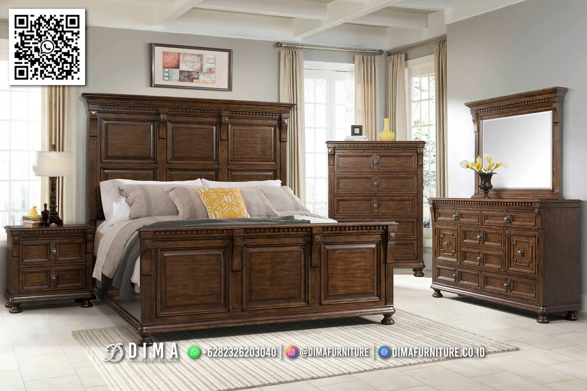 Set Tempat Tidur Minimalis Jati Solid Best Quality 242TTJ