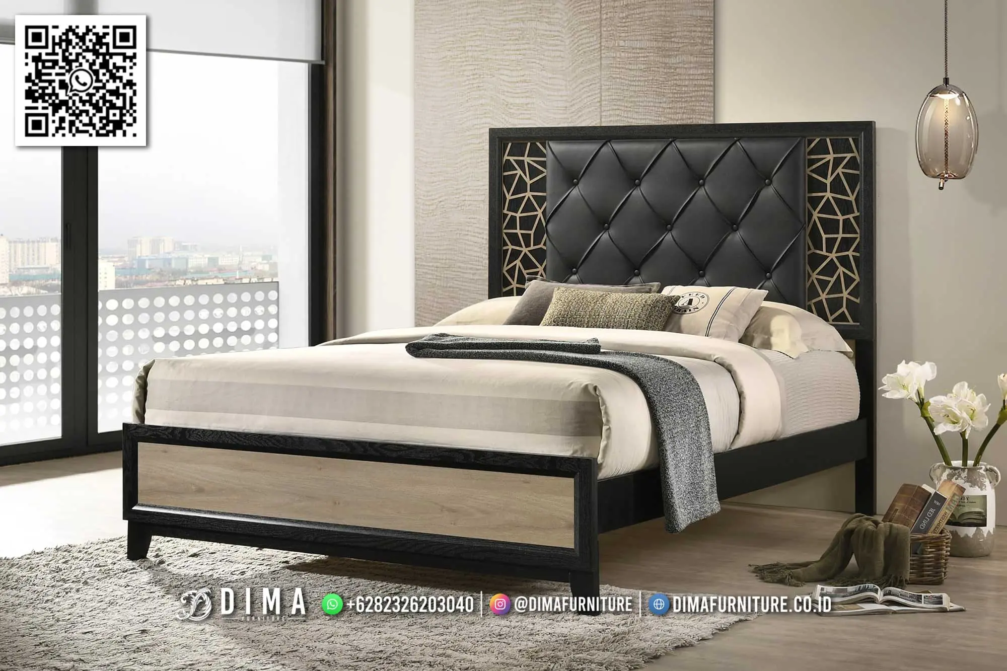 Tempat Tidur Jati Modern Eropa Headboard Premium 247TTJ