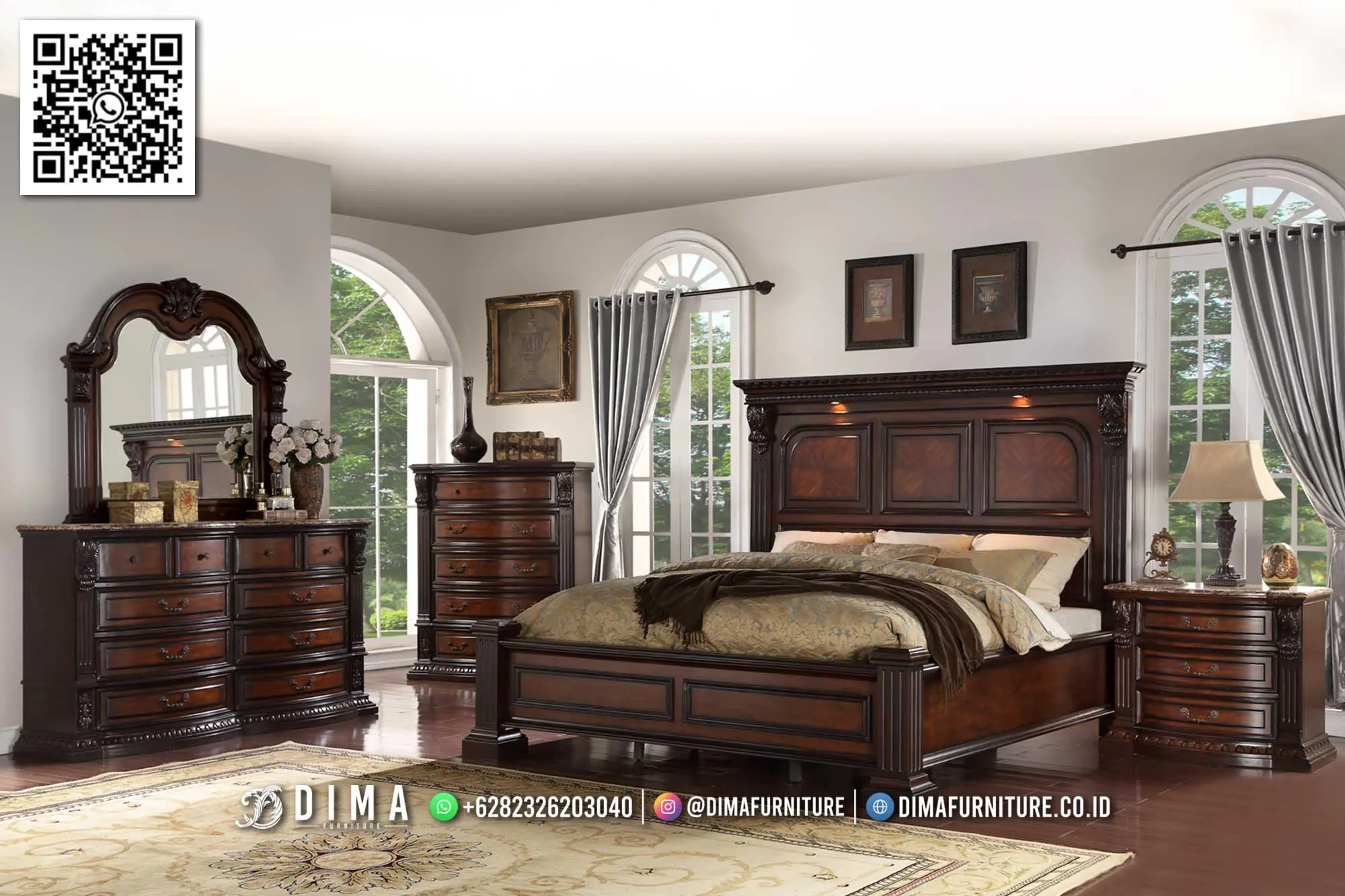 Tempat Tidur Klasik Minimalis Kayu Jati Anabelle 237TTJ