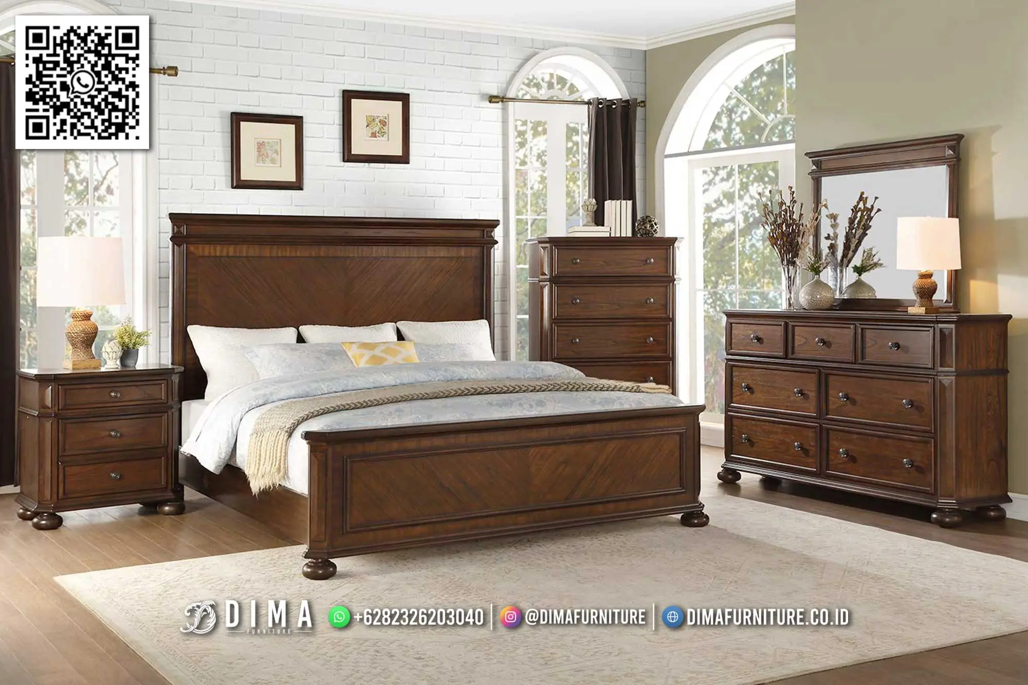 Tempat Tidur Minimalis Jati Solid Top Furniture 243TTJ