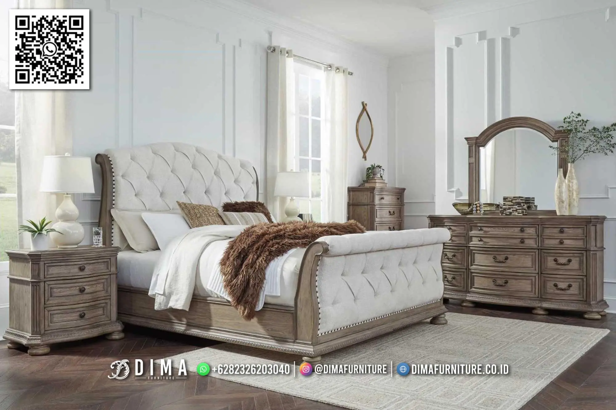Tempat Tidur Minimalis Kayu Jati Mewah Elegant Sivila 240TTJ