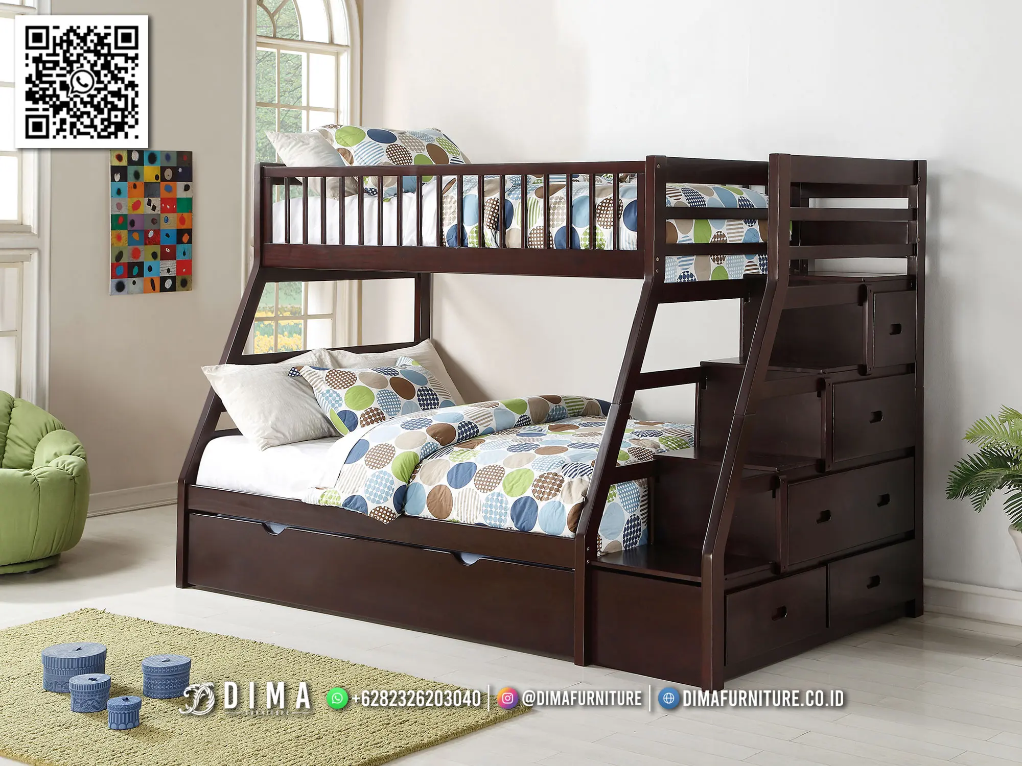 Tempat Tidur Anak Laci Jati Minimalis Best Seller 284TTJ