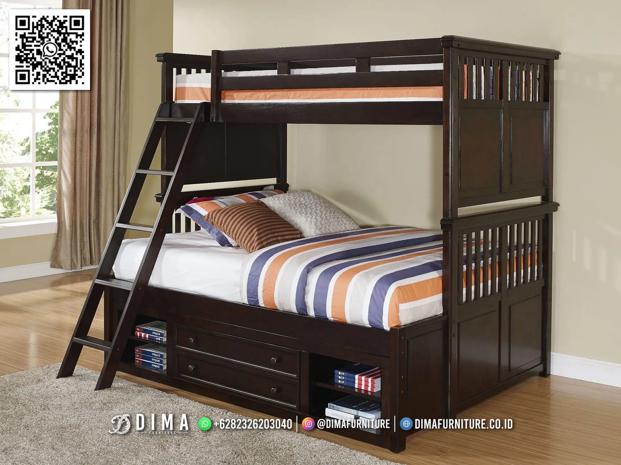 Tempat Tidur Tingkat Anak Kayu Jati With Drawer 283TTJ