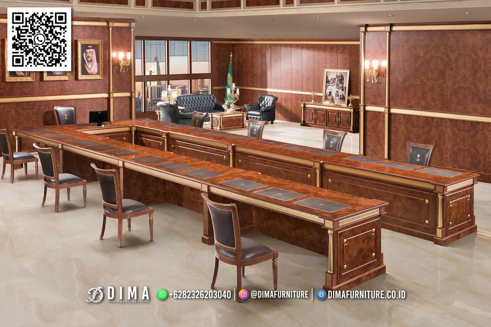Meja Rapat Kantor Mewah Jati Chancellor Diskon Besar 299TTJ