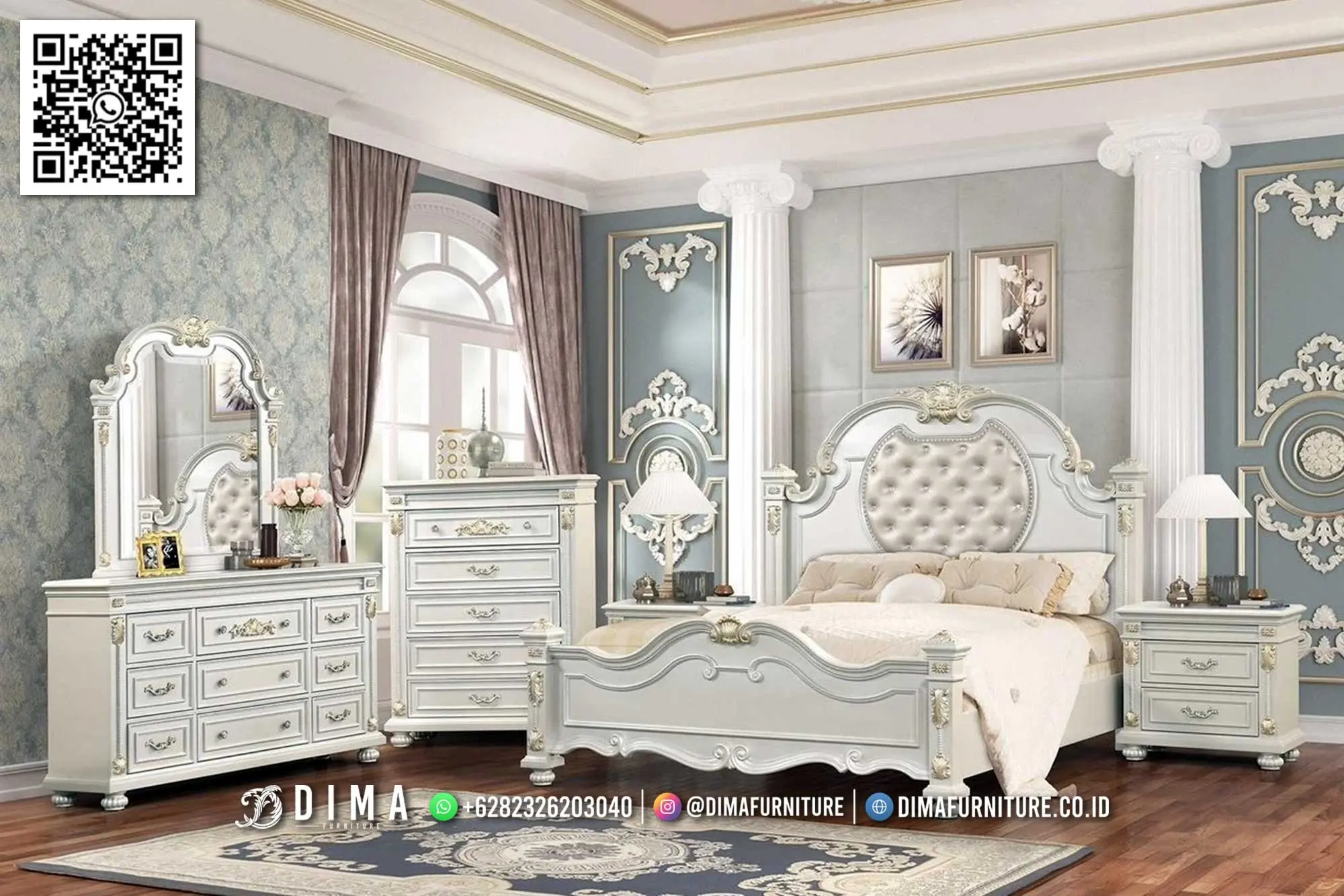 Set Tempat Tidur Mewah Ivory Gabriella Harga Spesial 298TTJ