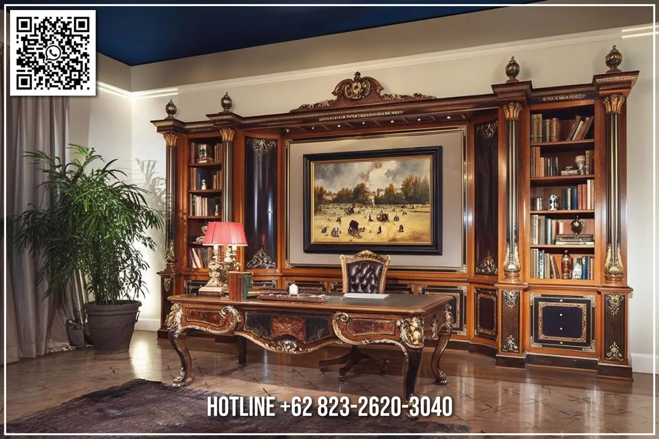 Meja Kantor Mewah Jati Royal Windsor Elegan 310TTJ