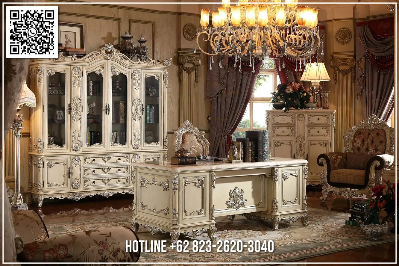 Meja Kerja Mewah Roselle Ivory Desain Eksklusif 308TTJ