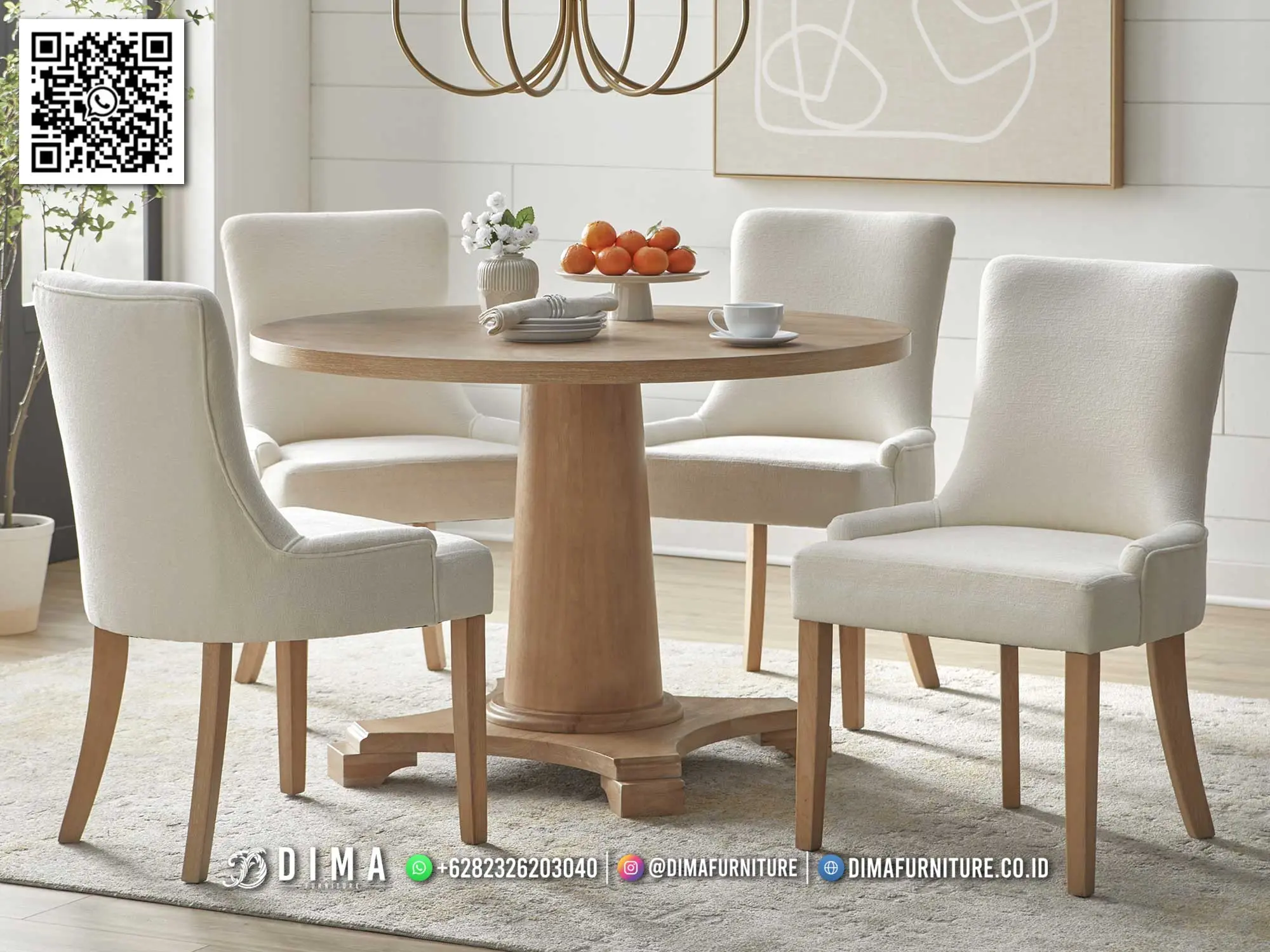 Desain Meja Makan Minimalis Modern Kayu Jati Original 340TTJ