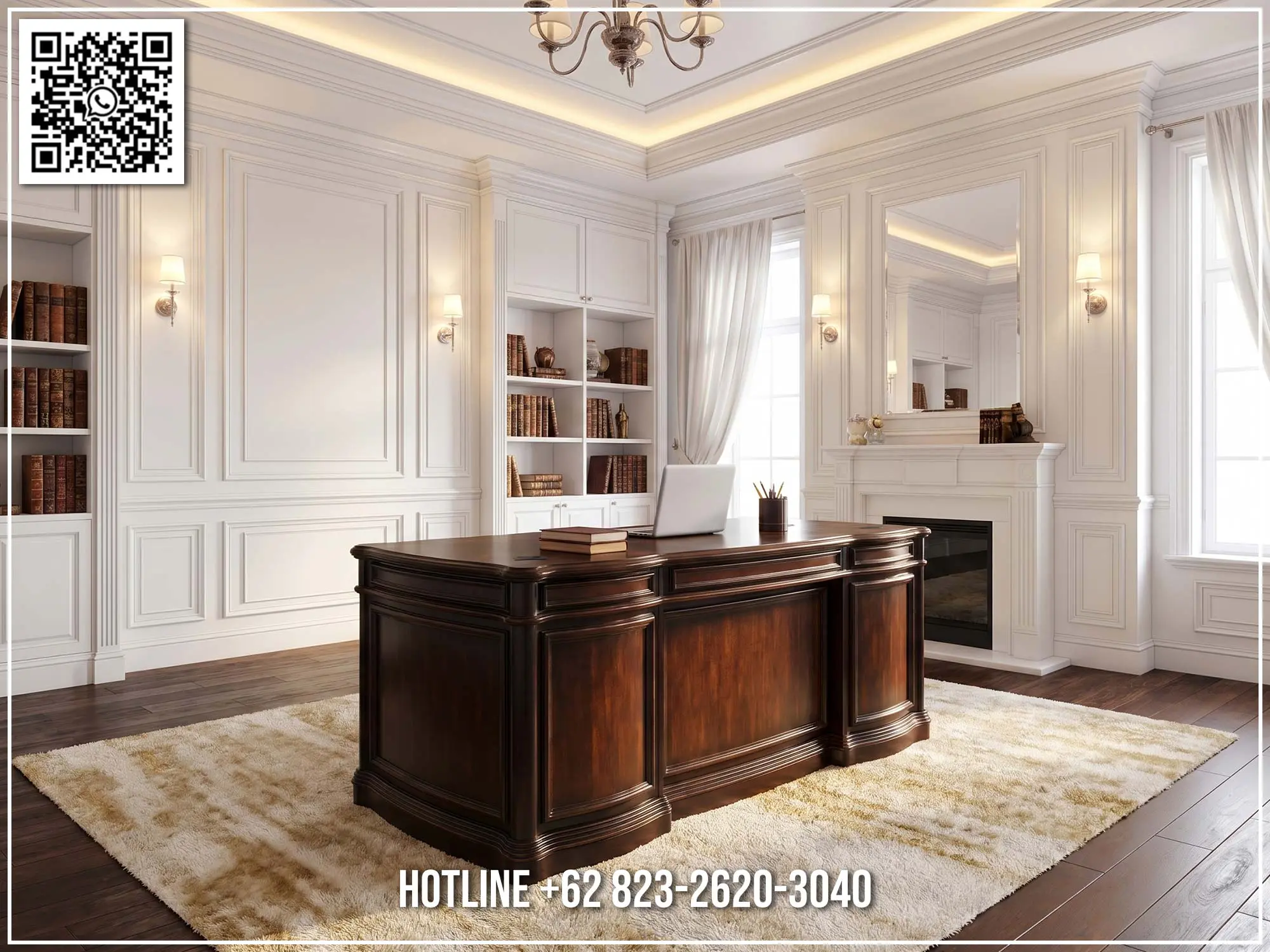 Meja Kantor Executive Jati Luxury Elegan Bergaransi 347TTJ