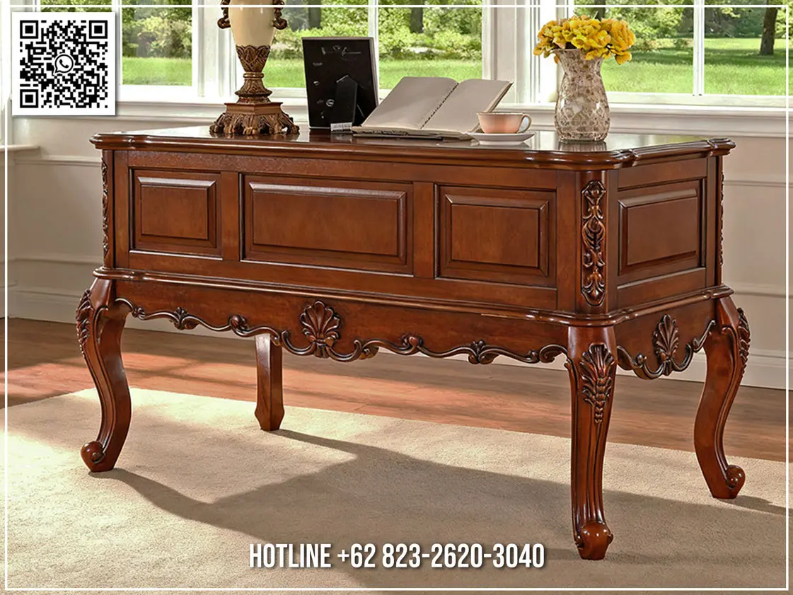 Meja Kantor Jati Ukir Klasik Elegan Limited Edition 312TTJ