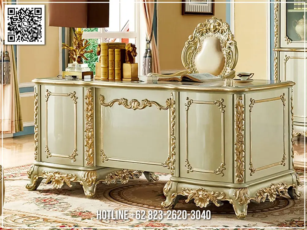 Meja Kantor Jepara Premium Luxora Gold Elegan 317TTJ
