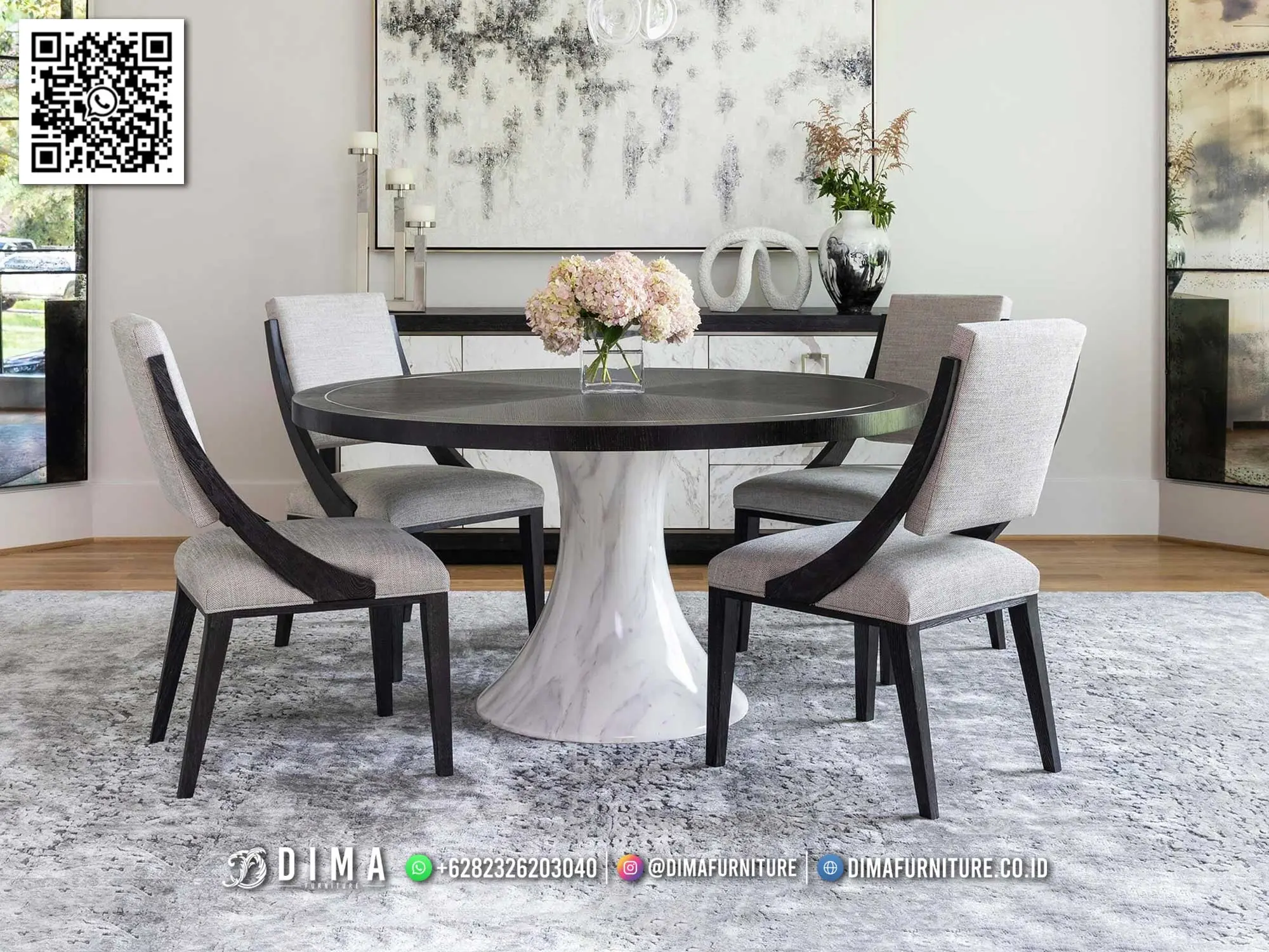 Meja Makan Marmer Eksklusif Elenoire Round 338TTJ