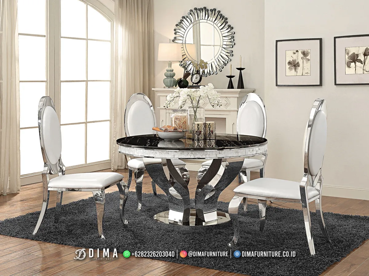 Meja Makan Minimalis Jepara Terbaru Silver Set 321TTJ