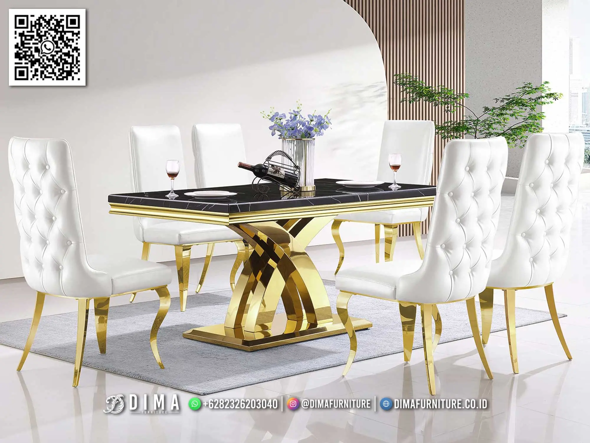 Meja Makan Minimalis Modern Gold Lavish Style 325TTJ