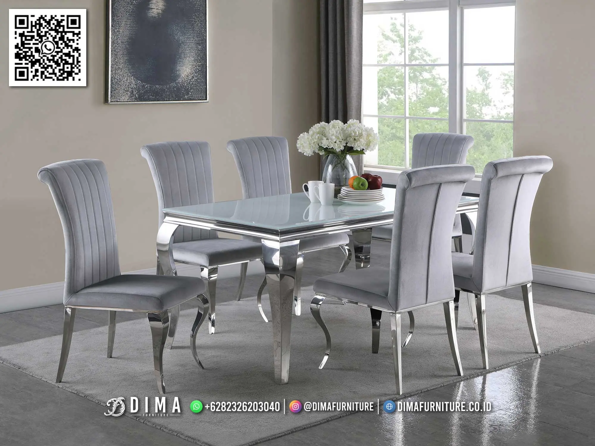 Meja Makan Minimalis Stainless Catherine 324TTJ
