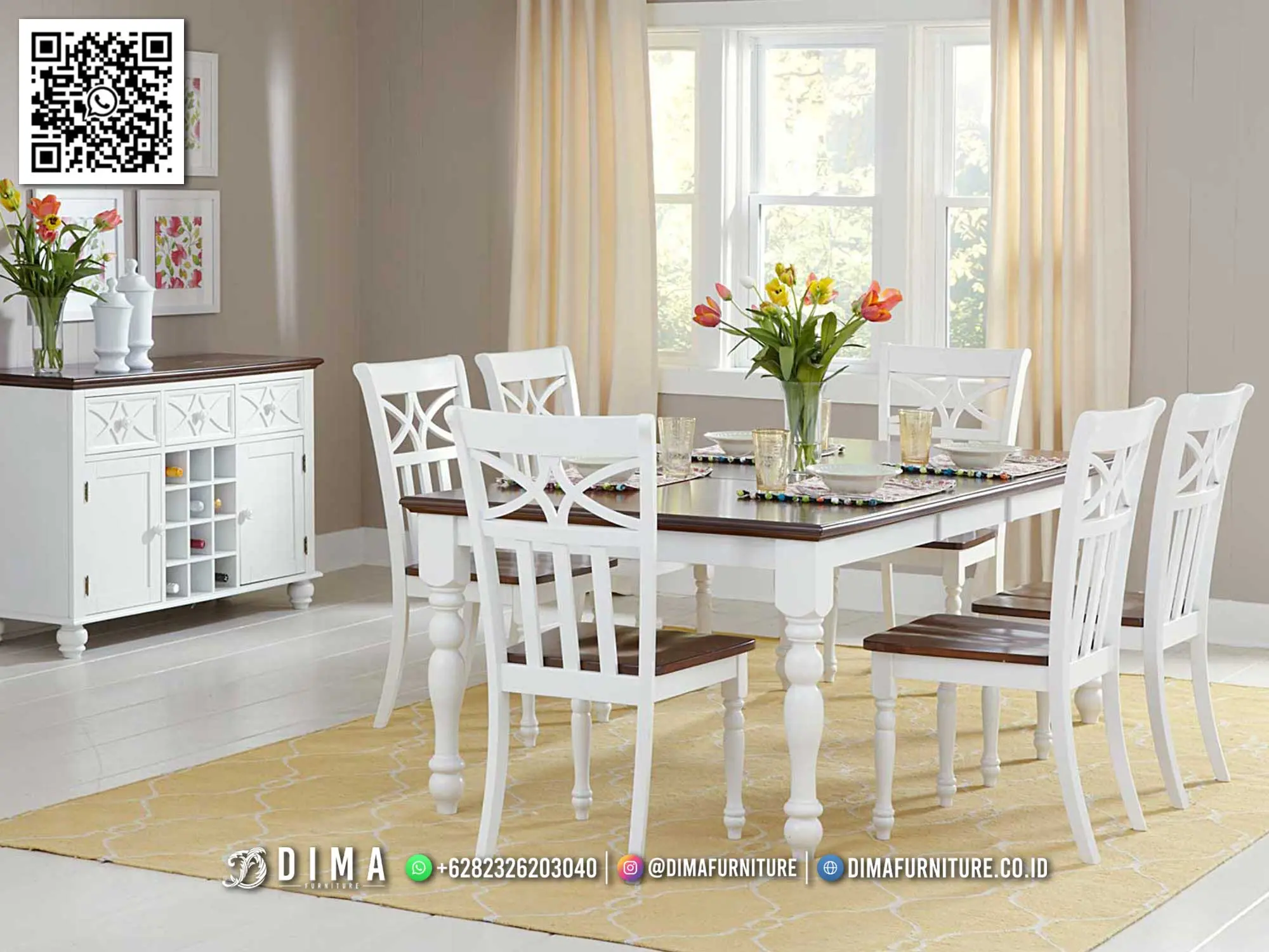 Model Meja Makan Minimalis Jepara Shavora Putih 337TTJ