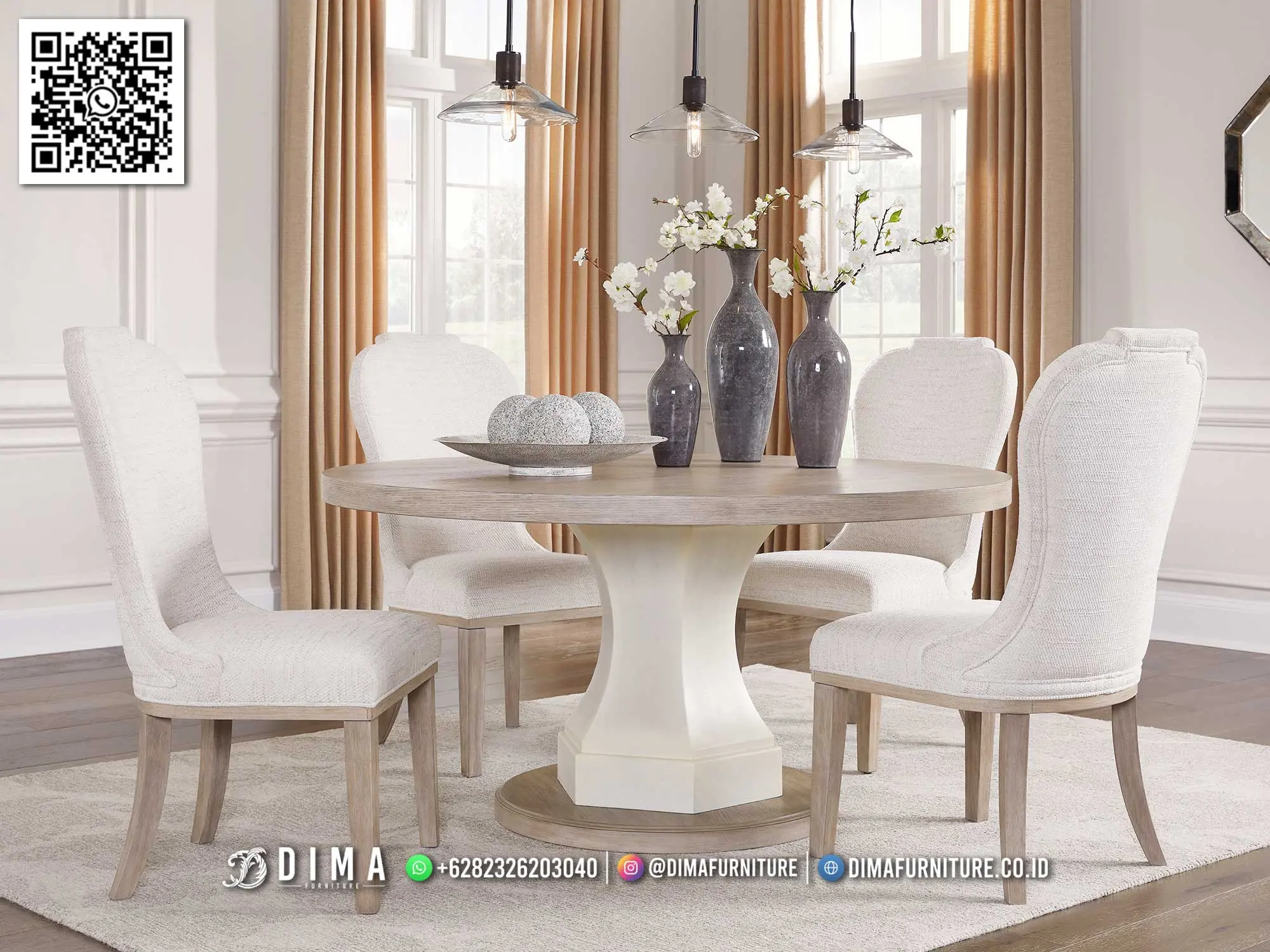 Set Meja Makan Minimalis Calivra Elegan Natural 335TTJ